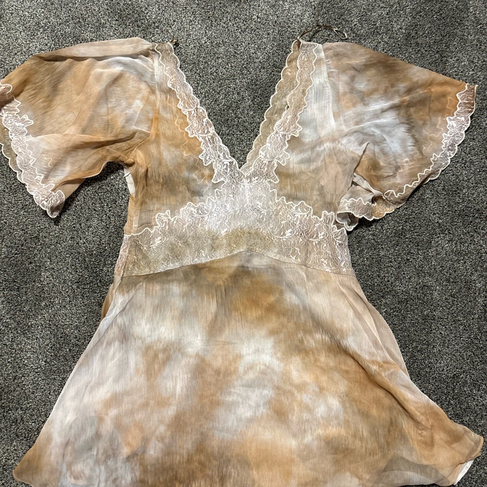 Free People Boho Tie-Dye Lace Trim Dress